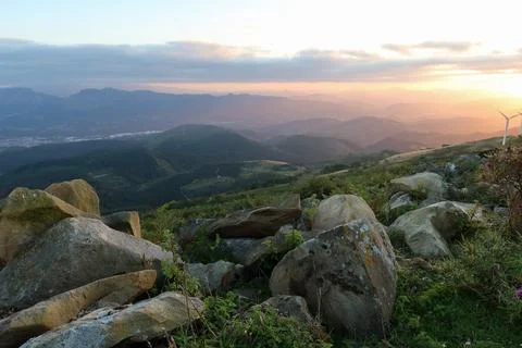 Sunset on the top of Monte Oiz - Basque Country, Spain 스톡 사진