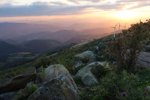 Sunset on the top of Monte Oiz - Basque Country, Spain Stock-Fotos