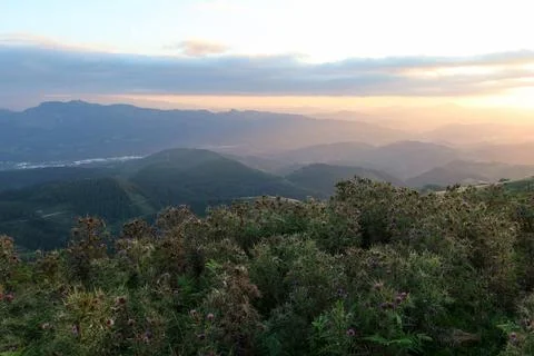 Sunset on the top of Monte Oiz - Basque Country, Spain Foto stock