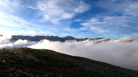 Sunset from the top of the mountain. Stock Footage 142748585
