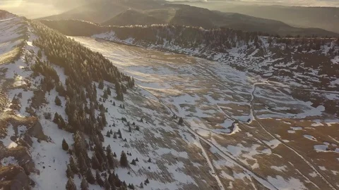 Sunset on the top of a mountain with melting snow in Switzerland Stock Footage 123710857