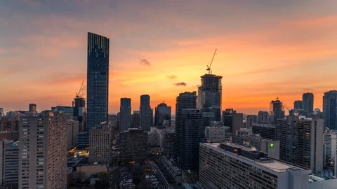 Sunset Toronto City Skyline Stock Footage 87841158