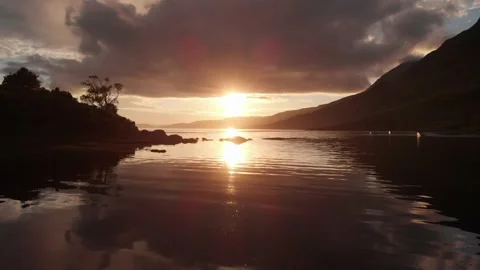 Sunset Torridon Waterfront 2 Stock Footage 214283666