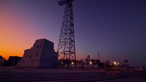 Sunset Tower Memorial Monument Dusk Sky Stock-Footage 313119407