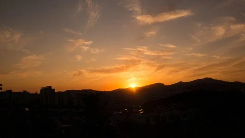 Sunset Town and mountain view 動画素材 80296956