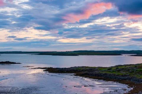 Sunset from the town of Borgarnes Stock Photos