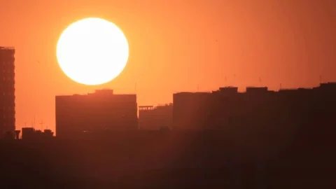 Sunset in town district Stock Footage 74900436