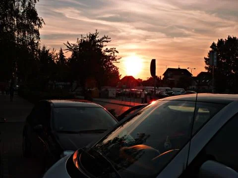 Sunset in the town Stock Photos