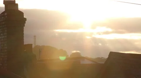 Sunset town rooftops Stock Footage 41446574