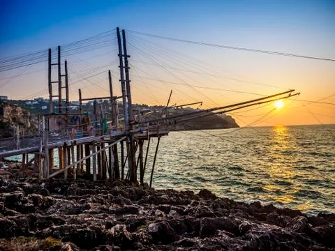 Sunset on Trabucco da Mim Stock Photos