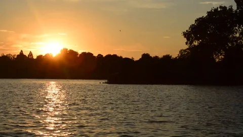 Sunset Tracking Shot From Boat Stock Footage 86847198