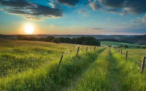 Sunset trail panorama Stock Photos