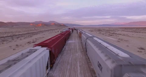 Sunset Train Boxcars Combo 2 Stock Footage 60634203