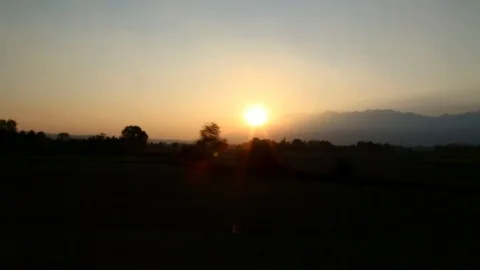 Sunset from a Train Stock Footage 93782842