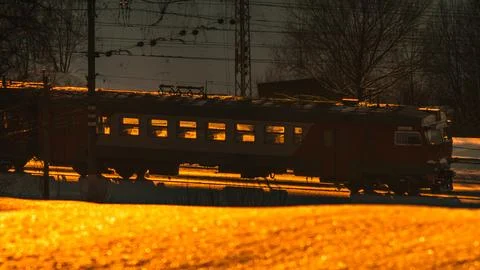 Sunset Train Journey Stock Photos