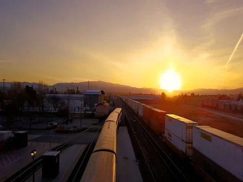 Sunset Train Station Stock Footage 74089917