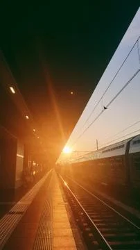 Sunset at the Train Station Foto stock
