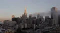 Sunset, Transamerica Pyramid, San Francisco Downtown Skyline Aerial, Foggy Day HD Footage