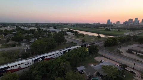 Sunset TRE into Fort Worth Stock Footage 287755836