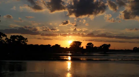 Sunset Trinity River: Flash Floods in Texas Video stock 51097417