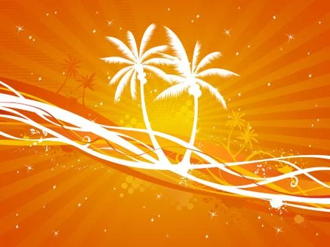 Sunset tropical background. Stock Illustration