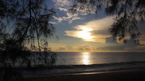 Sunset on the tropical beach Stock Footage 76466621