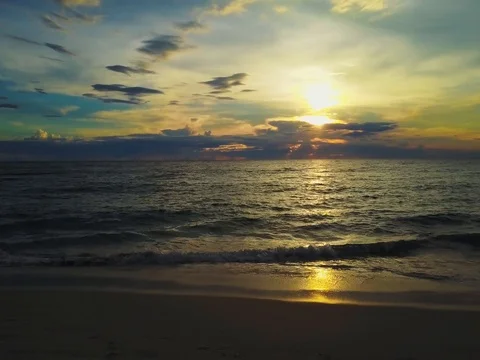 Sunset on the tropical beach Stock Footage 77343134