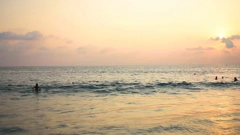Sunset tropical beach Stock Footage 81158655