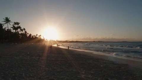 Sunset at Tropical Beach Silhouette 库存影片 89080123