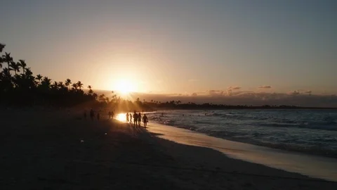 Sunset at Tropical Beach Silhouette 库存影片 89080150
