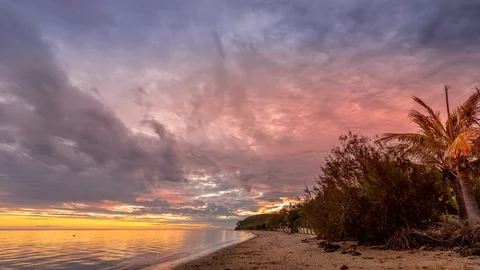 Sunset on tropical island beach Stock Footage 115467726