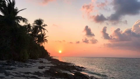 Sunset on tropical island Stock Footage 75792179