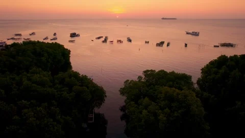 Sunset in the tropical islands Stock Footage 302952805