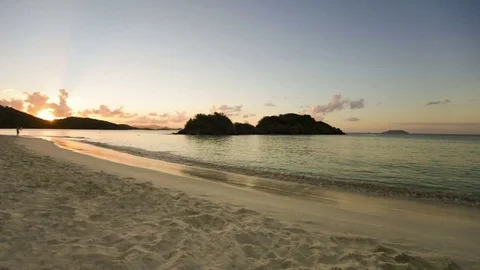Sunset at trunk bay, St John, United States Virgin Islands Stock Footage 69781951