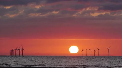 Sunset Turbines renewable energy Vídeos de archivo 159094439