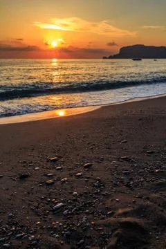 Sunset on a Turkish beach Stock Photos