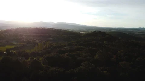 Sunset in Tuscany Hills. Aerial epic cinematic view of Tuscany sunset Stock Footage 230662553