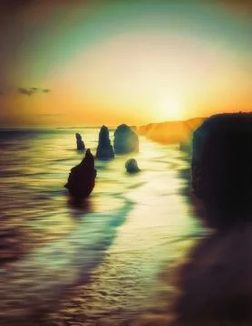 Sunset at the Twelve Apostles, Great Ocean Road, Victoria, Australia Stock Photos