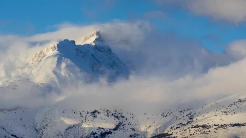 Sunset to twilight of Bure Peak in the Devoluy Massif. Alps, France Stock Footage 86428508