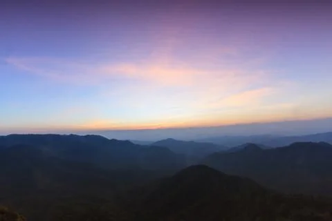 Sunset at twilight in Doi Pha Ngom, Thailand. Foto stock
