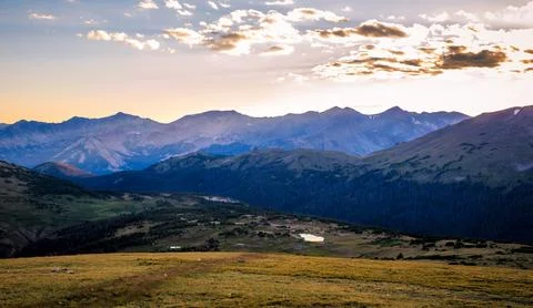 Sunset at Twilight Hour on the Gore Range, Rocky Mountain National Park Stock Photos