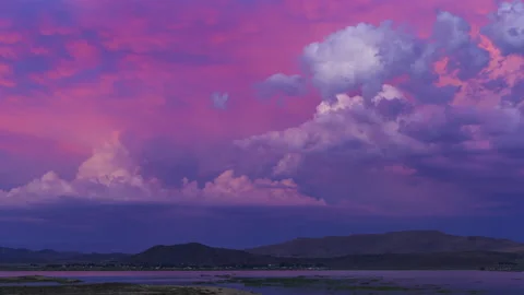Sunset to Twilight Time Lapse Swan Lake Reno Nevada Stock Footage 133482803