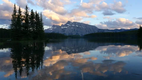 Sunset on Two Jack Lake Stock Footage 151720871