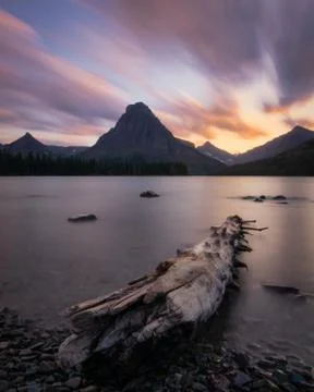 Sunset at Two Medicine Lake Glacier National Park Stock Photos