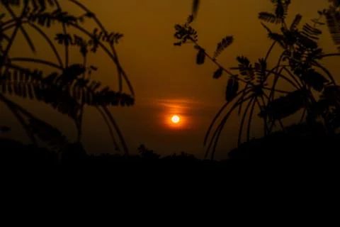 The sunset is typically considered to be part of the evening. Stock Photos