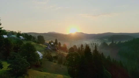 Sunset under charming valley. Shadow in tree Stock Footage 316898688