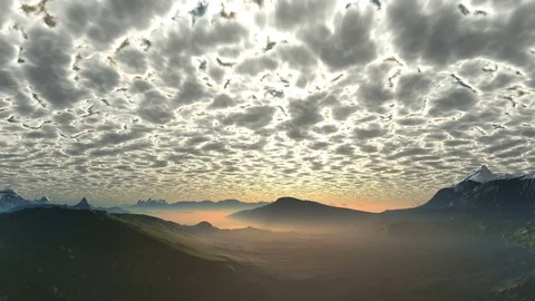 Sunset under the Luminous Clouds Stock Footage 80179572