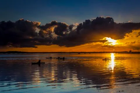 Sunset under storm clouds on the Dorset Coast Foto stock