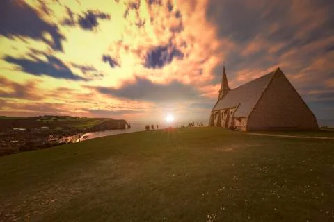 Sunset on the unique church of Notre dame de la Garde Stock-Fotos