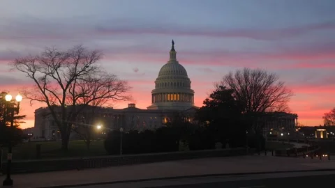 Sunset at the United States Capitol Stock Footage 276964481